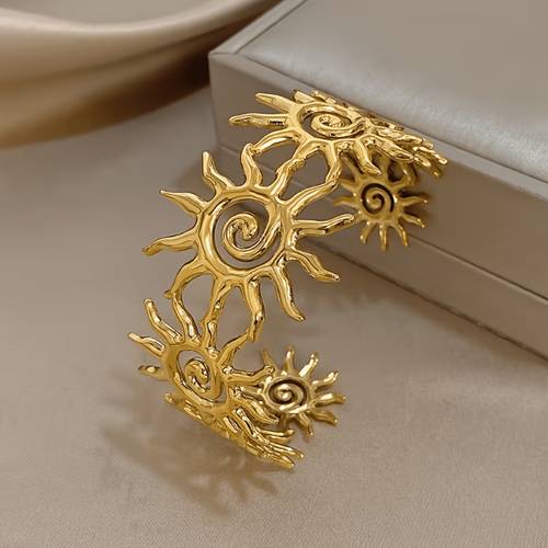 bohemian spiral sun splicing open bracelet design with golden accents elegant daily and wedding jewelry suitable for men and women suitable for daily wear and holiday accessories
