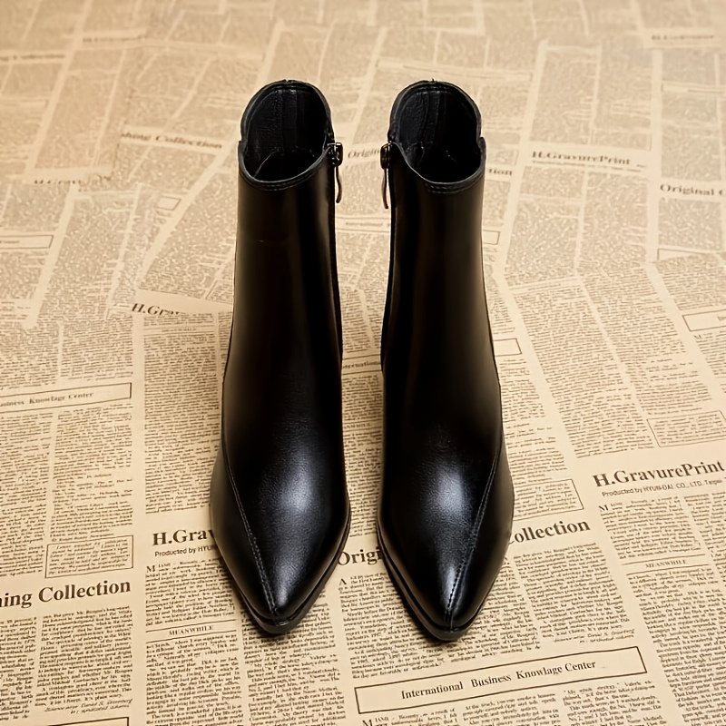 TEMU Women's Petite Ankle Boots, Trendy 2026 New Style Pointed Toe Short Boots, High Heels For Autumn/winter, Boots, Chunky Heel Women's Boots, Women