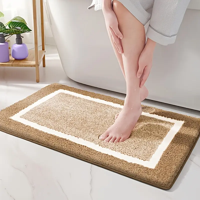 1pc thick and soft fleece bathroom carpet absorbent and non slip mat bathroom decoration and accessories bathroom thick mat absorbent mat household and non slip bathroom floor mat Product details 4