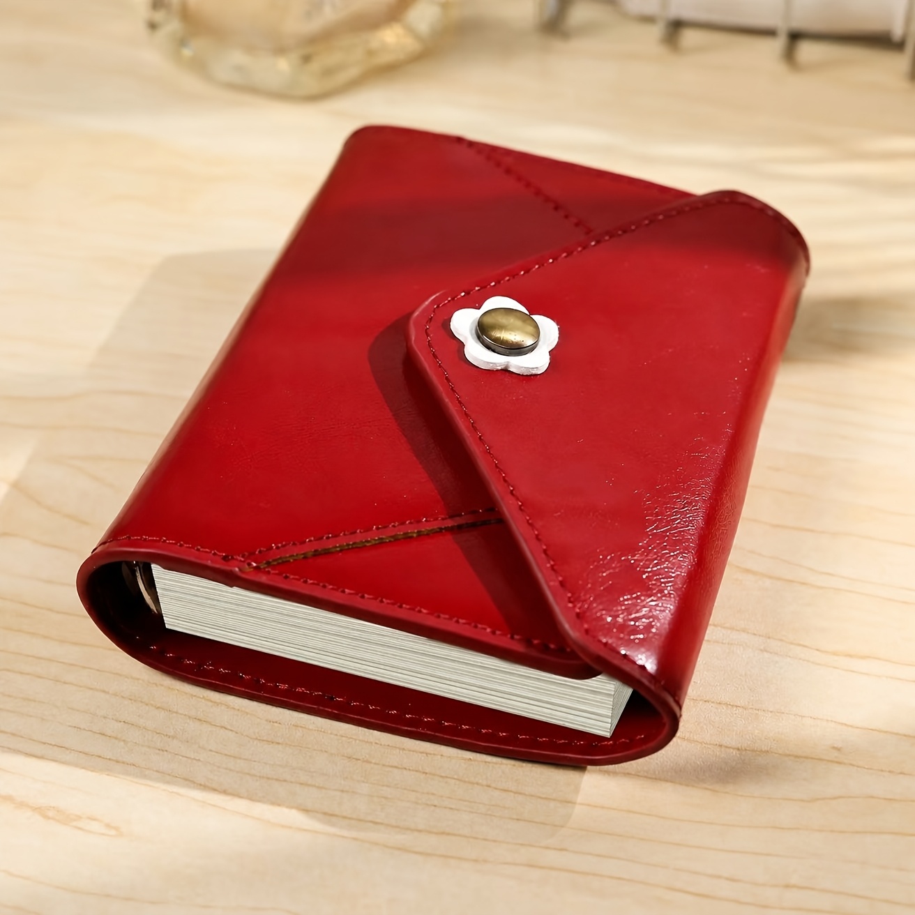 TEMU Carnet M5 à feuilles mobiles tri-feuilleté style enveloppe rouge, Carnet esthétique Ins de grande valeur, Bloc-notes de poche