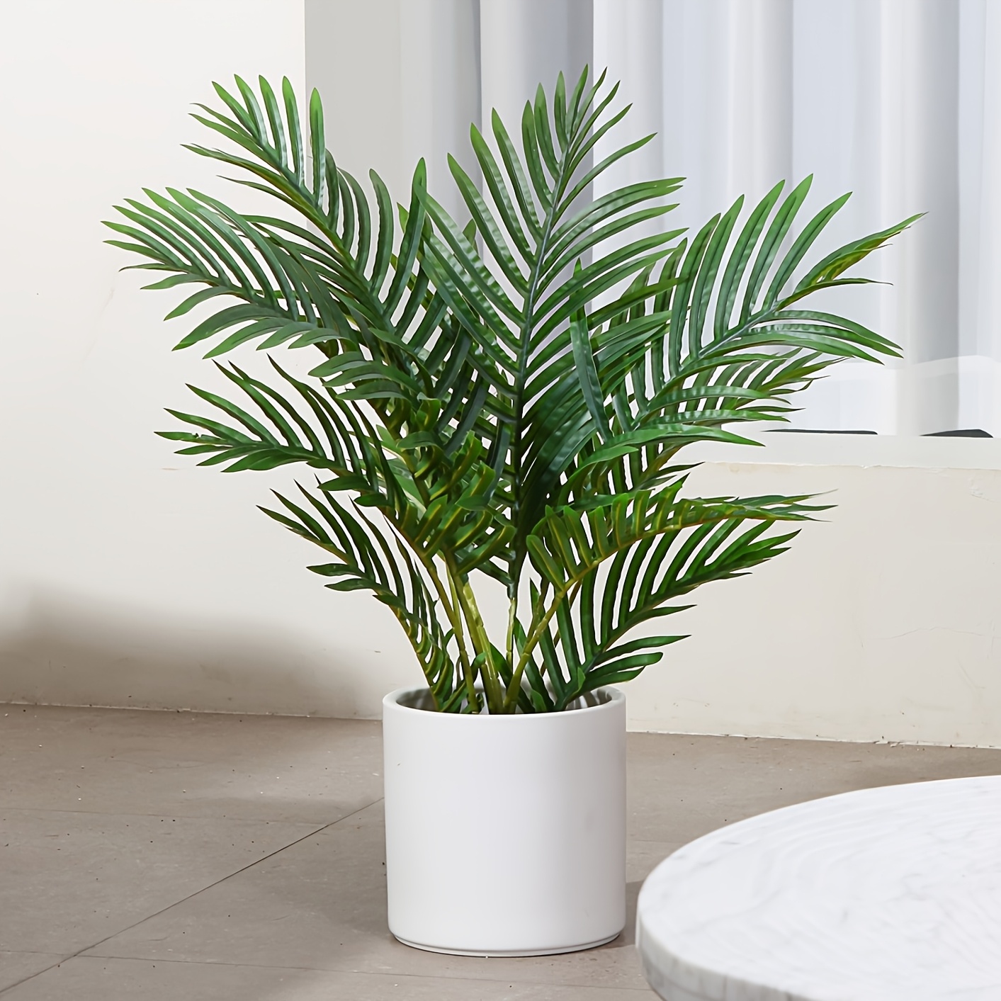 TEMU Fake Plant 3 Feet Artificial Palm Ravenea Rivularis In Pot For Indoor Outdoor Home , Great Housewarming Gift