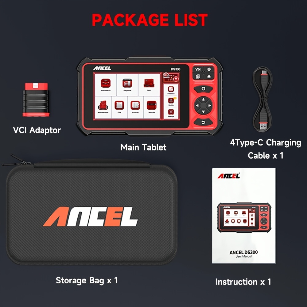 ANCEL DS300 Bidirectional Scan Tool, Wireless OBD2 Scanner Diagnostic Tool with FCA Autoauth/Active Test/All System Diagnose/28+ Resets/3-Year Update/Online Customer Service/Android 10.0