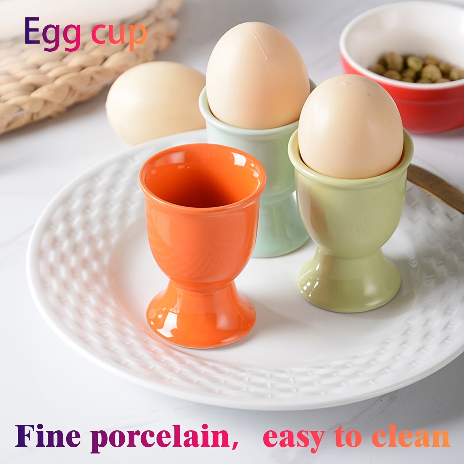 

Colorful Ceramic Egg Cups - Perfect For Soft & Hard Boiled Eggs, Ideal For Breakfast Parties & Dining Storage