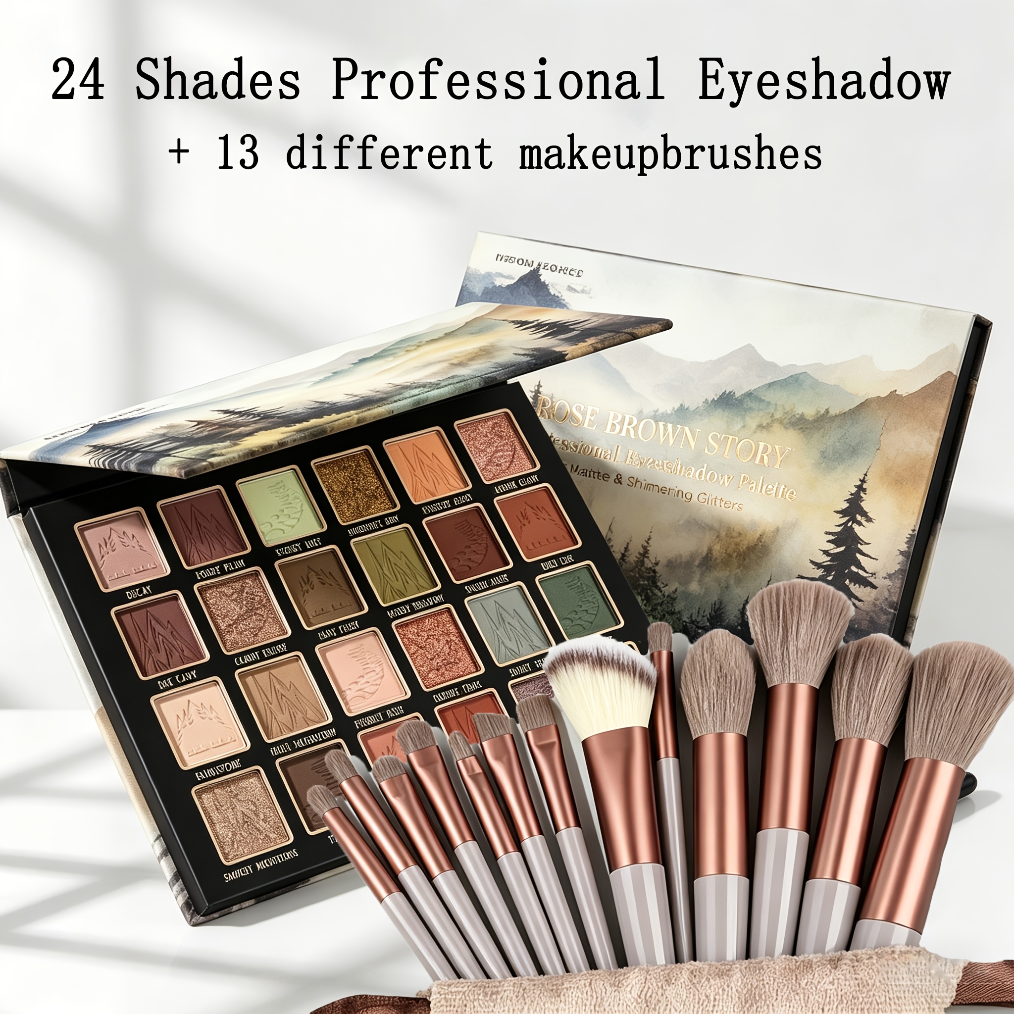24- Brown Eyeshadow Palette, Matte And Shimmer Dual End Velvet Eye Shadow - Pigmented Long-lasting Waterproof , -glam For Daily And Evening Makeup, Gift For Women
