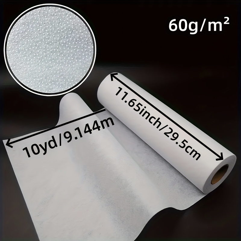 1 Roll, 60 Square Grams, 11.65 Inches × , 11.65 Inches × 20 Yards, 11.65 Inches × 40 Yards White Iron-on Adhesive Fabric For Sewing, Crafts, And Home Decor