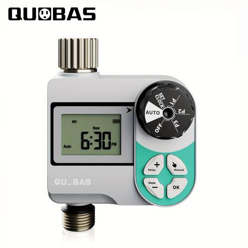 sprinkler timer featuring rain delay automatic and manual watering options drip irrigation timer suitable for yards and lawns a programmable hose timer with brass inlet and outlet designed for garden hoses