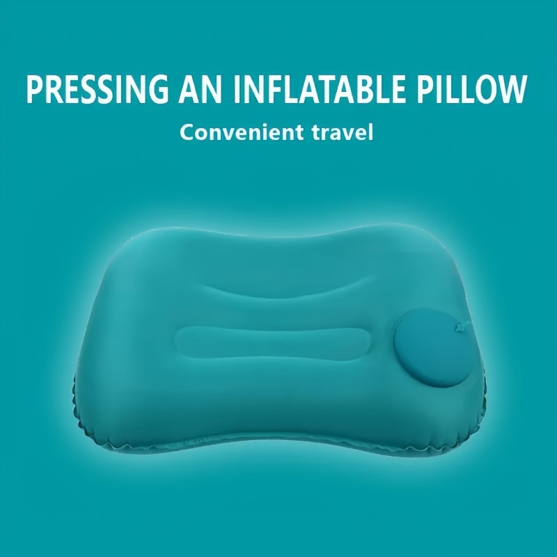 

1pc Pvc Inflatable Pillow Press Type Multifunction Foldable Portable For Home Travel Work Camping, Hand Wash Only