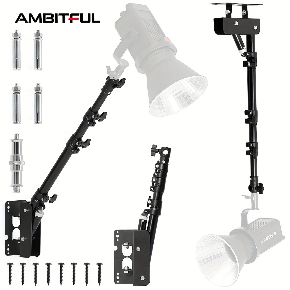 

16.5-43in Photography Studio Multi-angle Adjustment Top Light Bracket Indoor Wall Fixed Light Bracket Bearing 5kg To