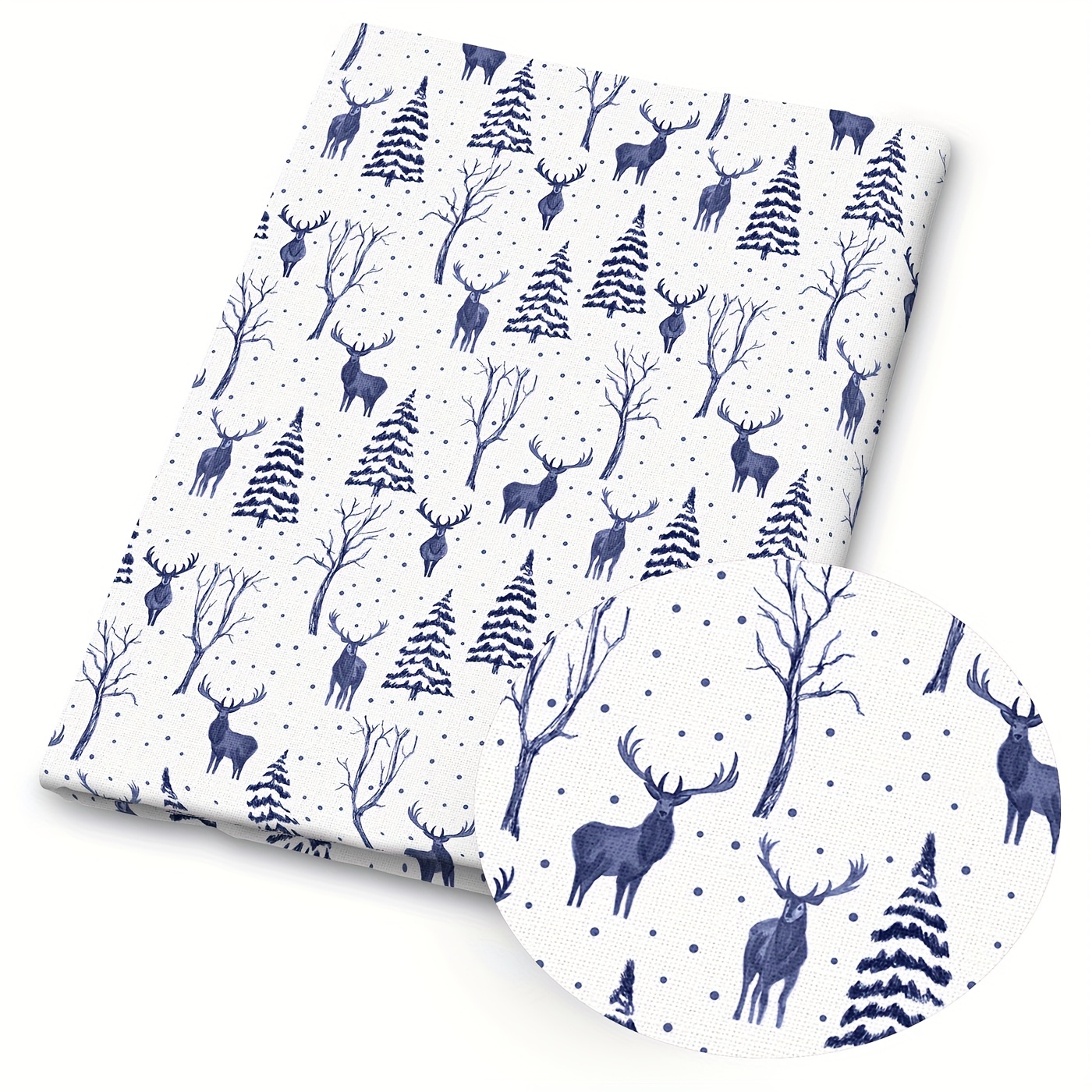 TEMU 1pc Blue Christmas Series Printed, 57x19.68 Inches (145x50cm) Polyester Pre-cut Diy Craft Kit With , Reindeer, Polar Bear, And Cottage Cookie