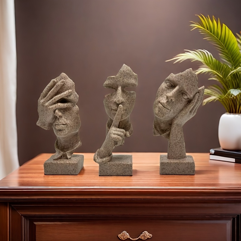 3pcs European handicraft decoration simple abstract character mask, office living room sculpture art decoration