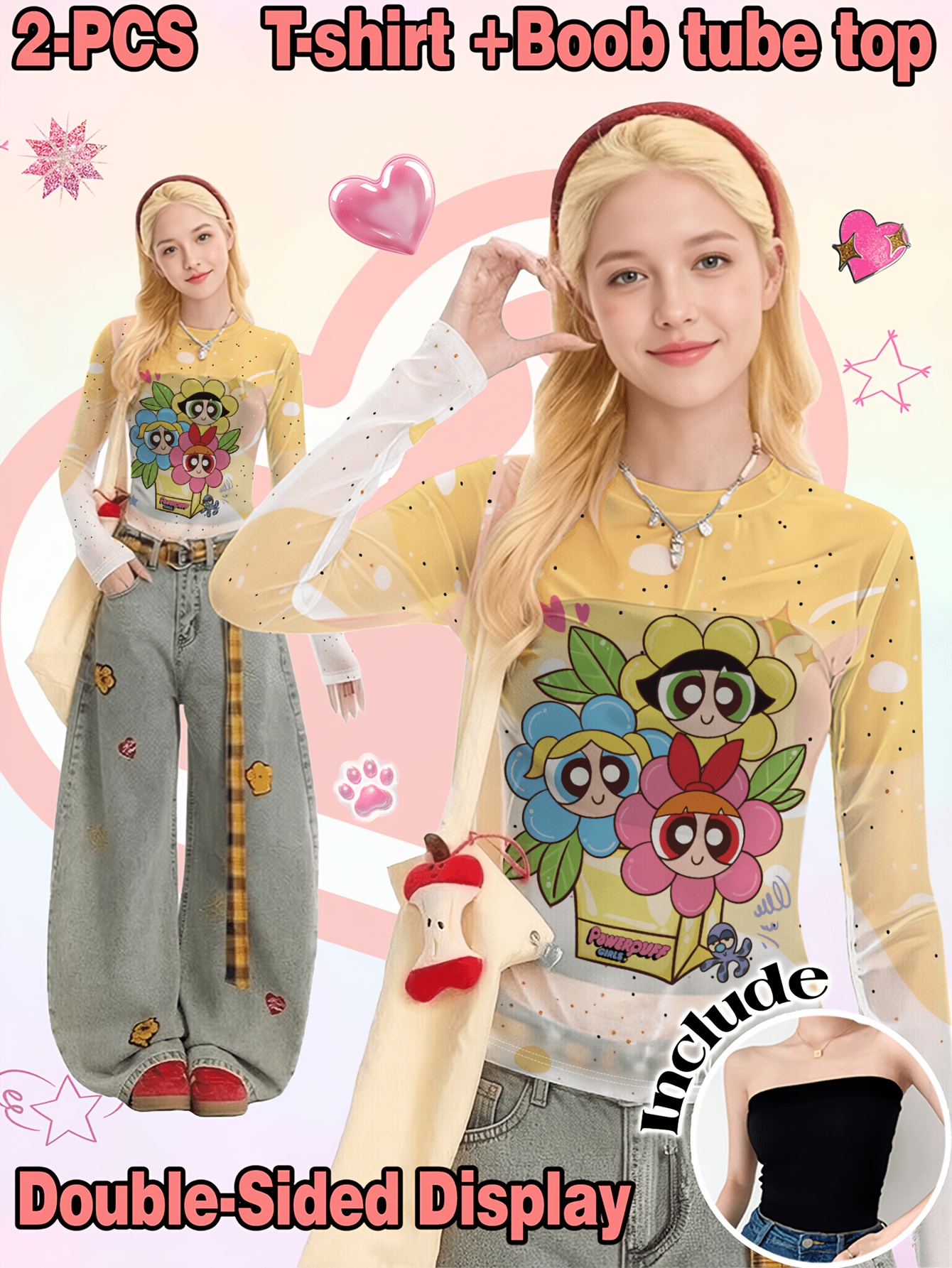 conjunto de 2 peças [t-shirt de malha  ] festival de   adolescente   verão adolescente blusa   de malha   elasticidade e corset 2pcsss, artesanato de  , tecido   confortável e   para a pele,   ser usado sozinho ou em camadas