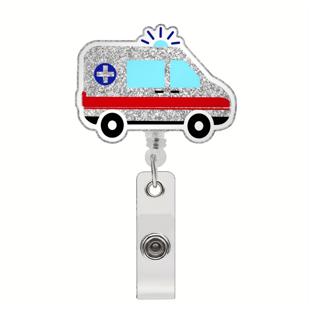 ANDGING EMS Badge Reel Holder, Funny Ambulance EMT Badge Reels