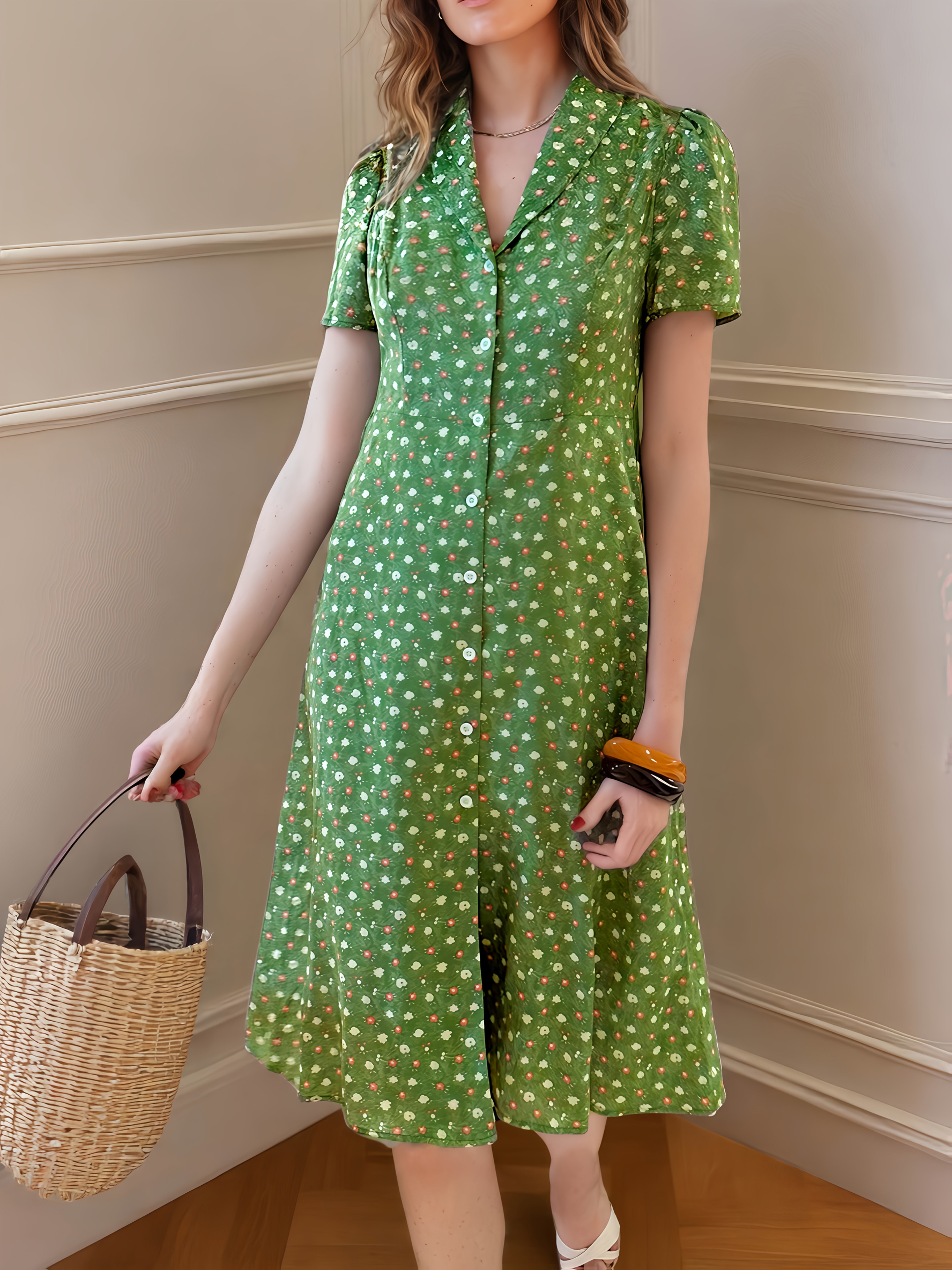 green dress summer elegant style daisy - Temu Bahrain