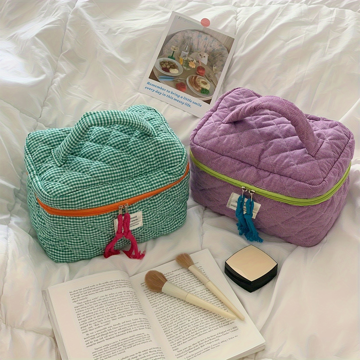 

[fast Arrival] Chic Quilted Makeup Bag - Spacious & Lightweight With Zipper Closure, Travel & Use