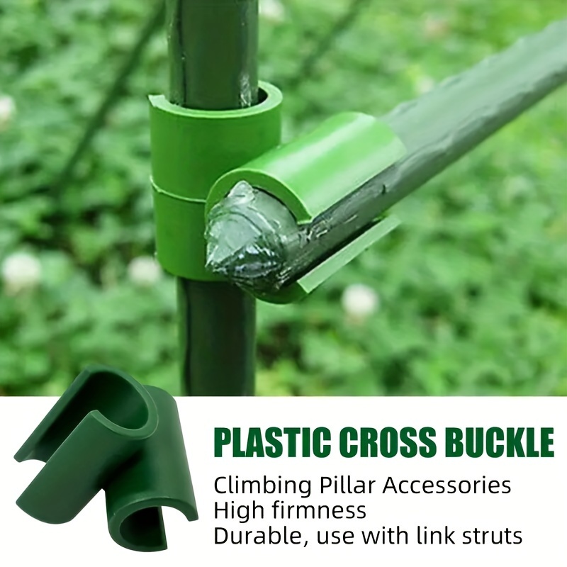 

50pcs Pinces de Jardin en Plastique Vert Durables - Boucles Croisées de Support de Plante de 11mm avec Haute Fermeté, pour Serrer de Légumes & les Poteaux de Cadre de Verger, Pinces à Plantes