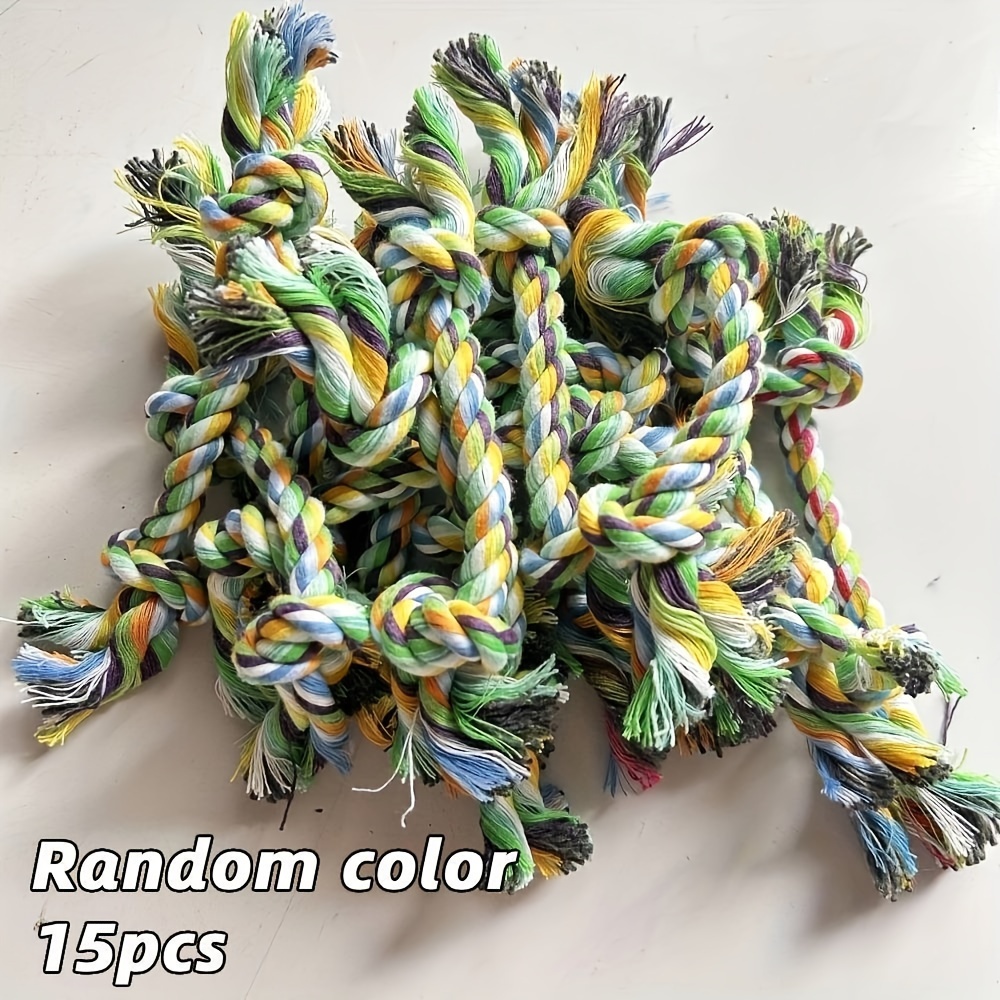 Image of 15pcs Rope Woven Puppy Toy Bite Grinding Teeth Cleaning Pet Toy Suitable For Small Dogs Puppies Random Color