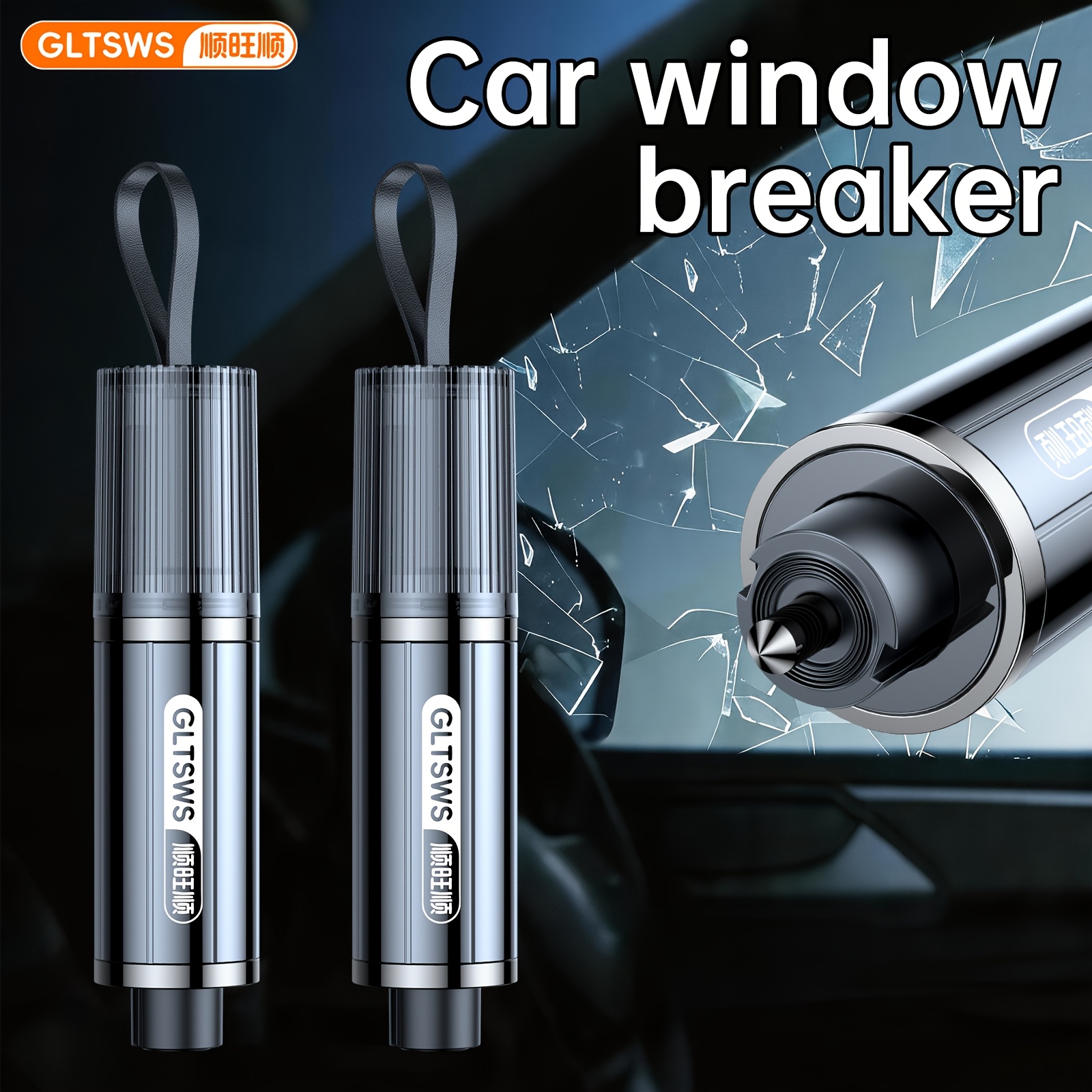 TEMU 2pcs Multifunctional Car Emergency Escape Tool, Portable Window Breaker Safety Hammer With Seat Belt Cutter, Spring Survival Tool For Vehicle