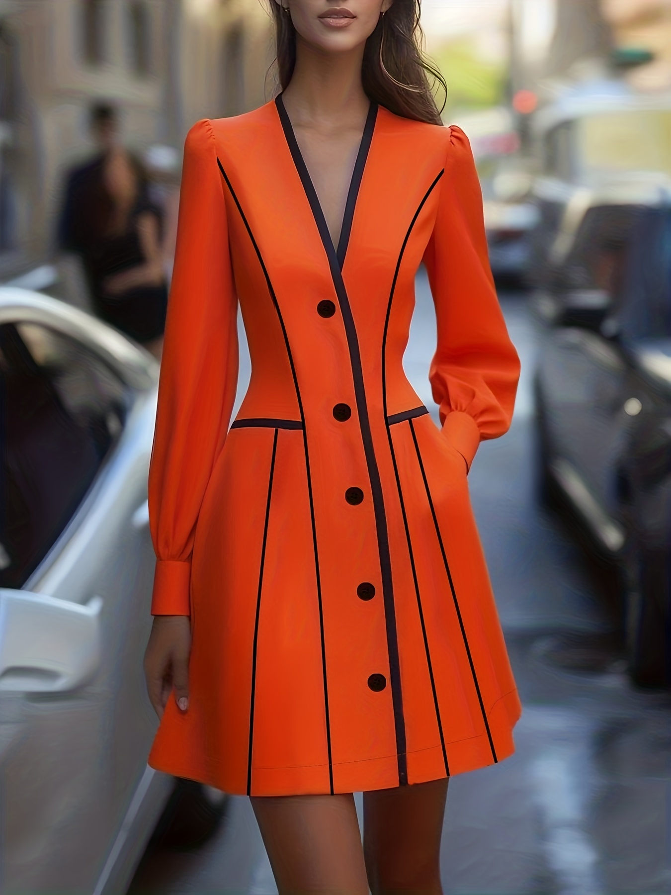 navy blue dress for baby girl Winter Dress, Burnt Orange Midi Dress for Women