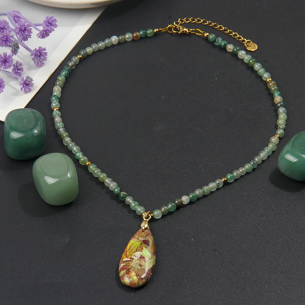 Bohemian Multicolor Beaded Teardrop Choker Necklace