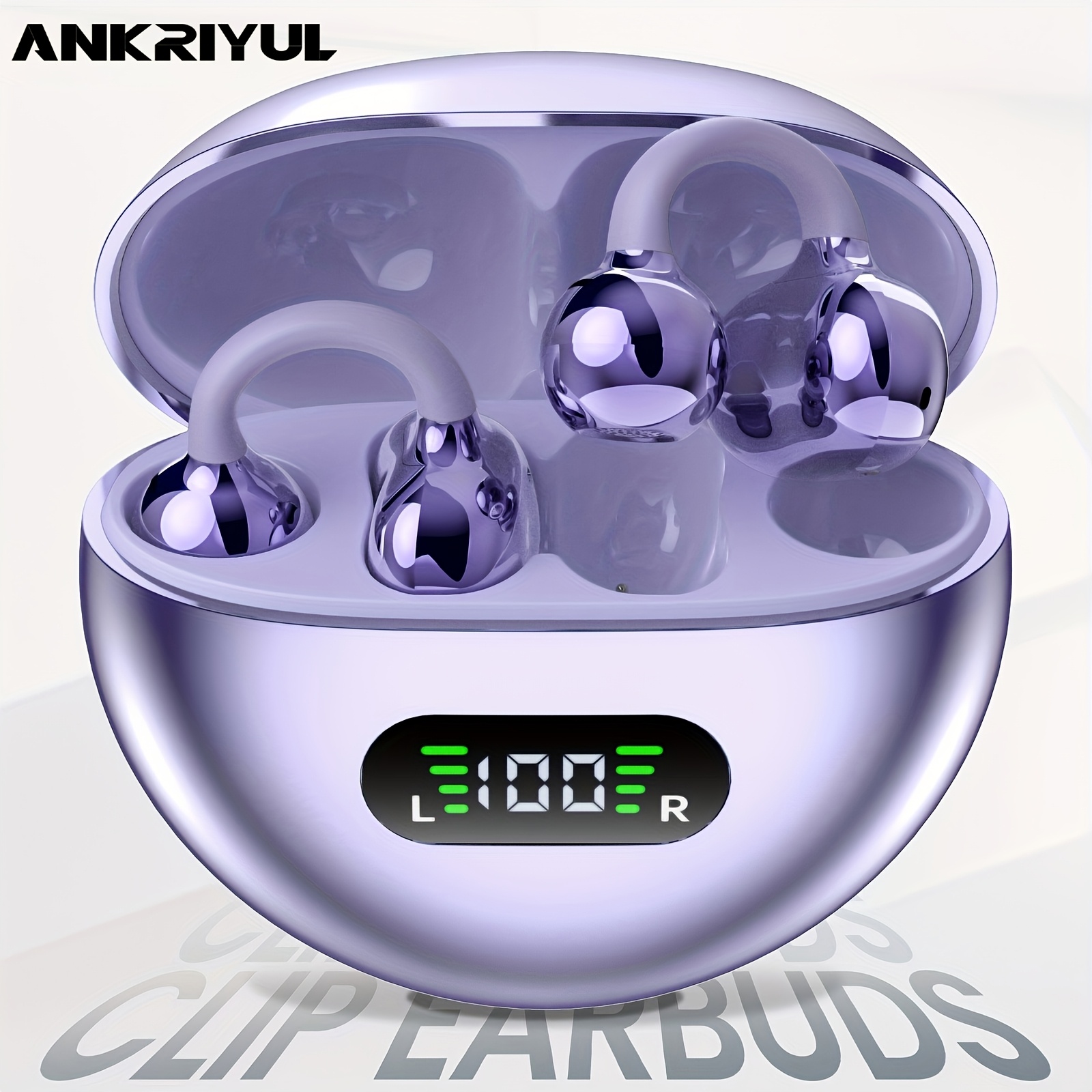Image of Ankriyul Wireless Stereo Earbuds, Sport Headset With Charging Case, Noise Reduction Headphones, Ows Earphones For Phone, Wireless 5.4