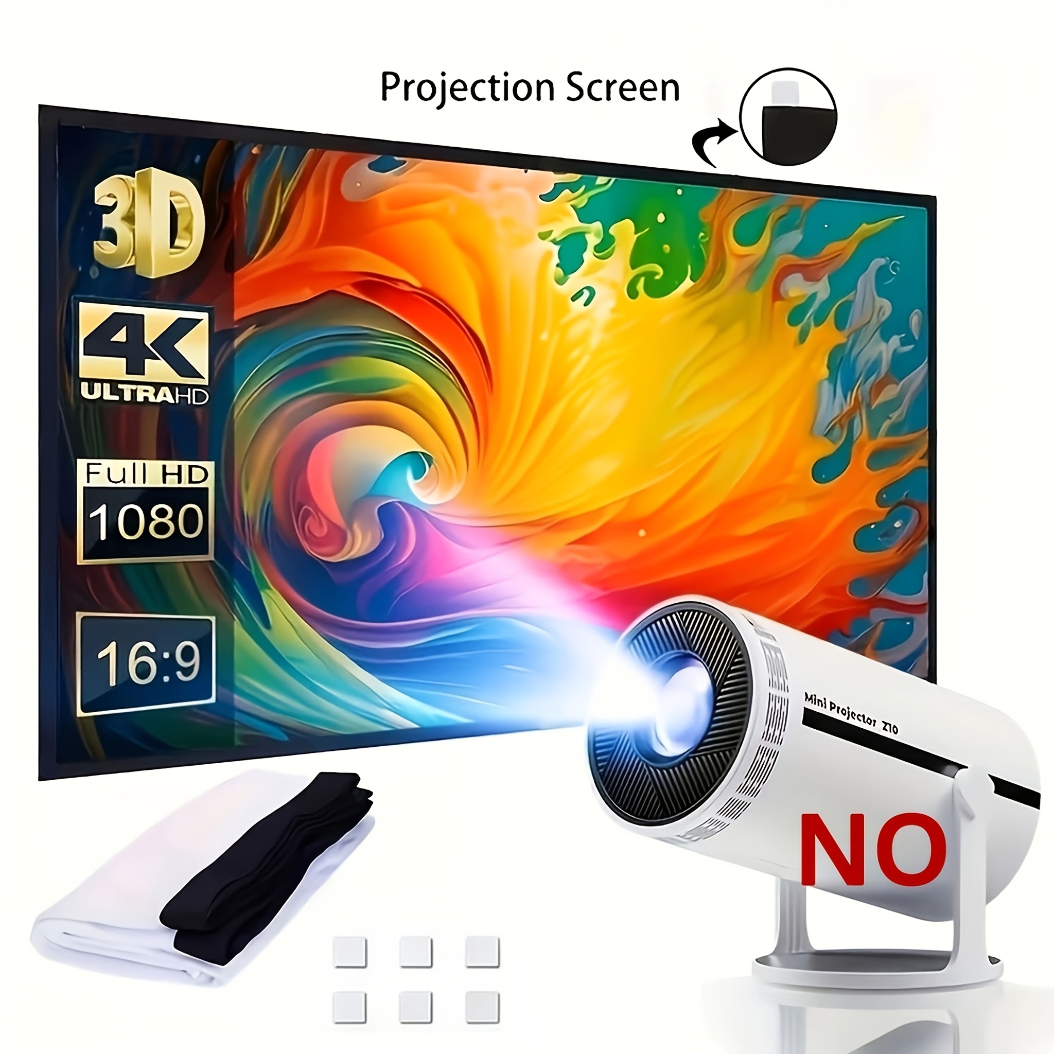 TEMU Projection Screen | 16:9 Hd Foldable Screen, 16:9 Ratio, 4k Ultra Hd, Anti Wrinkle, Anti Wrinkle Double Sided Design, Suitable For Home, School,