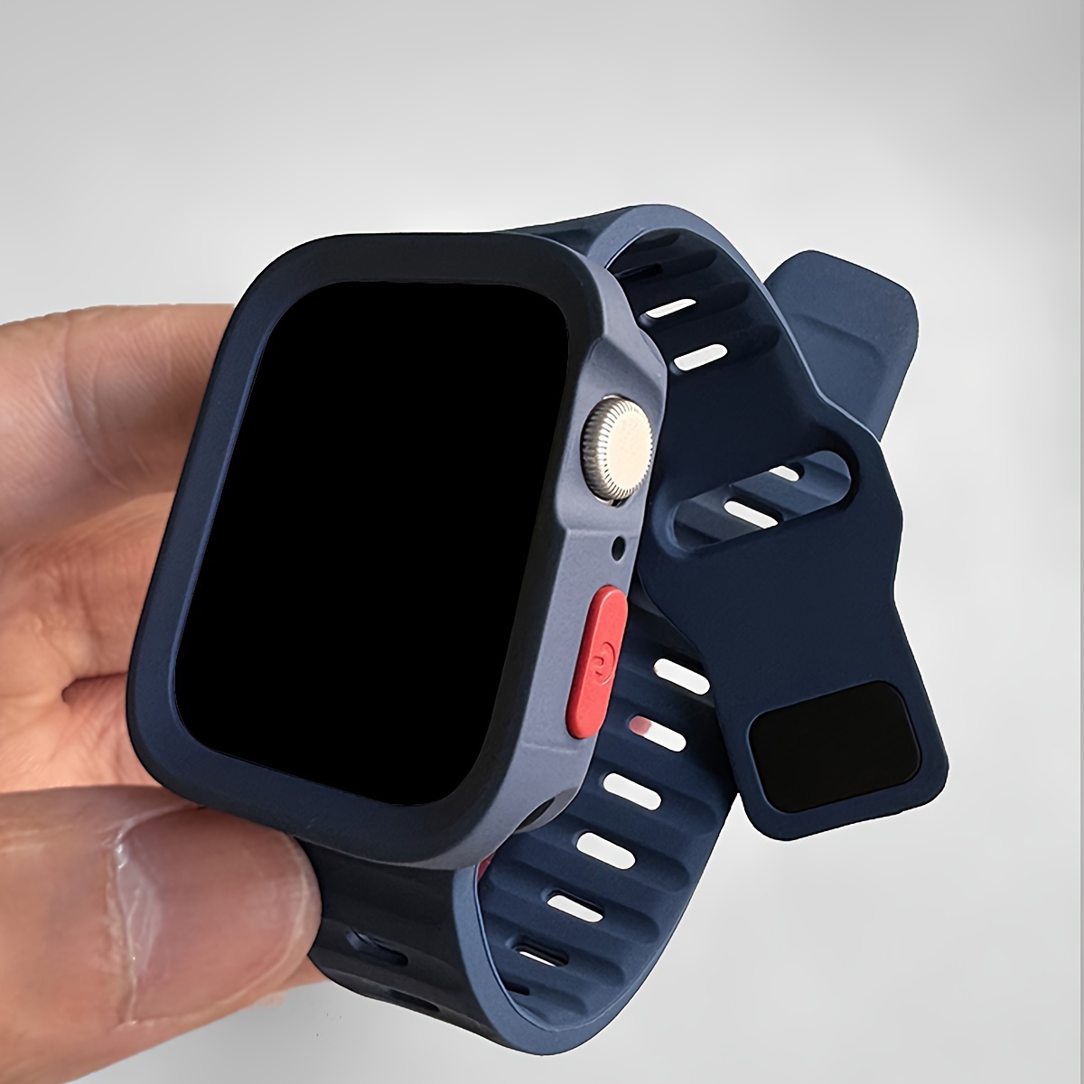 2pcs for Apple Watch Band & Case Combo - Adjustable Silicone Sport Strap with Hollow-Out Soft Protective Cover, Breathable Comfort Fit for Series 1-11/Ultra/SE, 38-49mm, Compatible with 40/41/42/44/45/46/49mm, Durable Protective Case Accessories