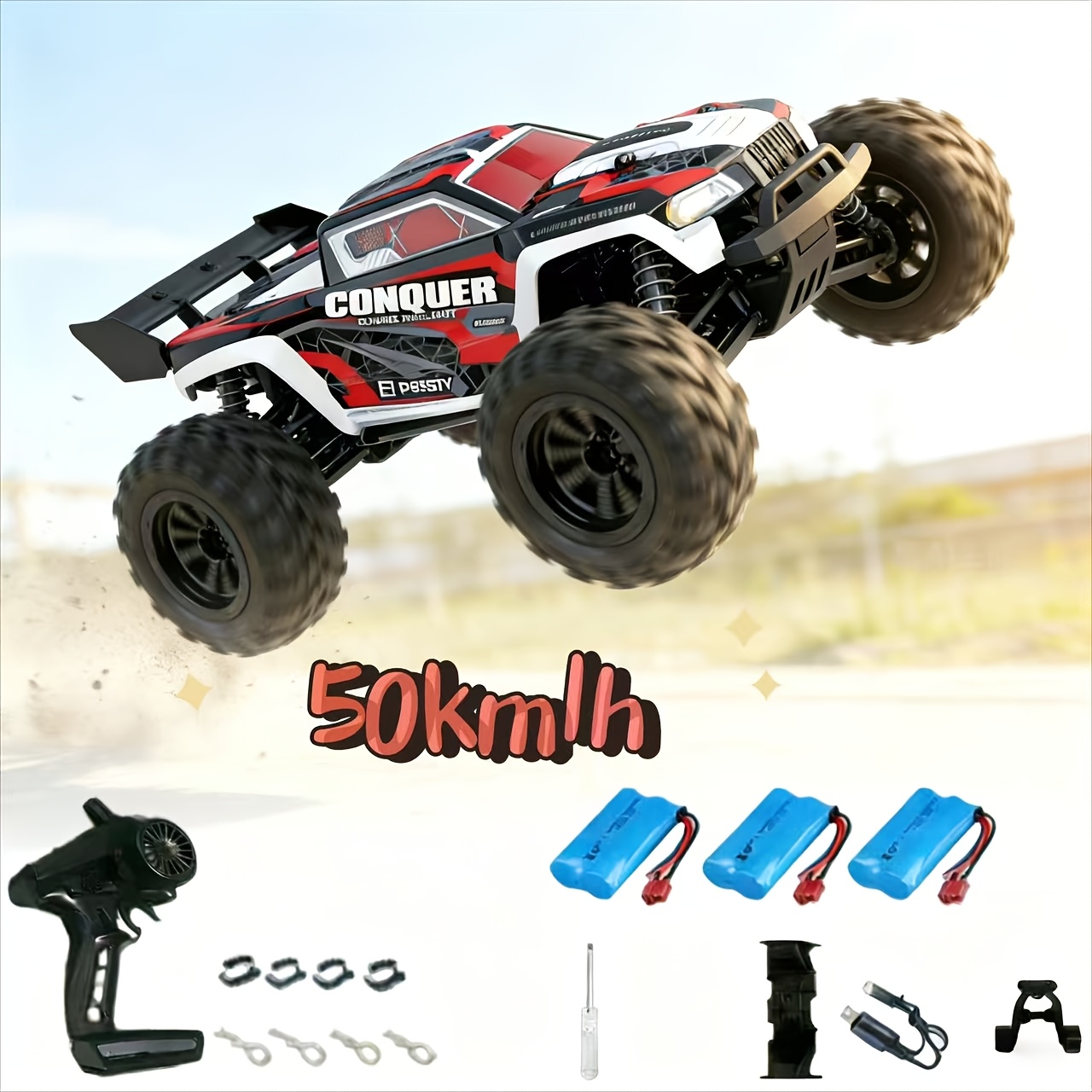 Image of 1:16 Scale Model 16102 50 Km/ Speed Brand New Carbon Brush Click Remote -road Car Equipped With 3 Batteries Gift Gift For Boys