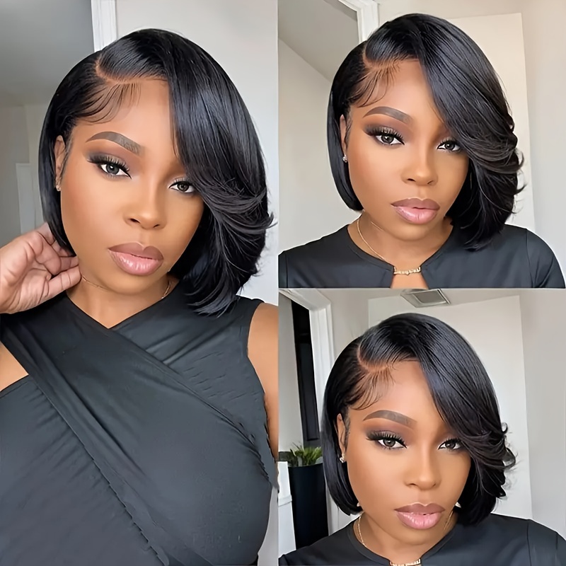 

13x4 Pixie Cut Short Bob Human Hair Lace Front Wigs Straight Bob Transparent Lace Frontal Wigs For Women Natural Looking For Daily Use