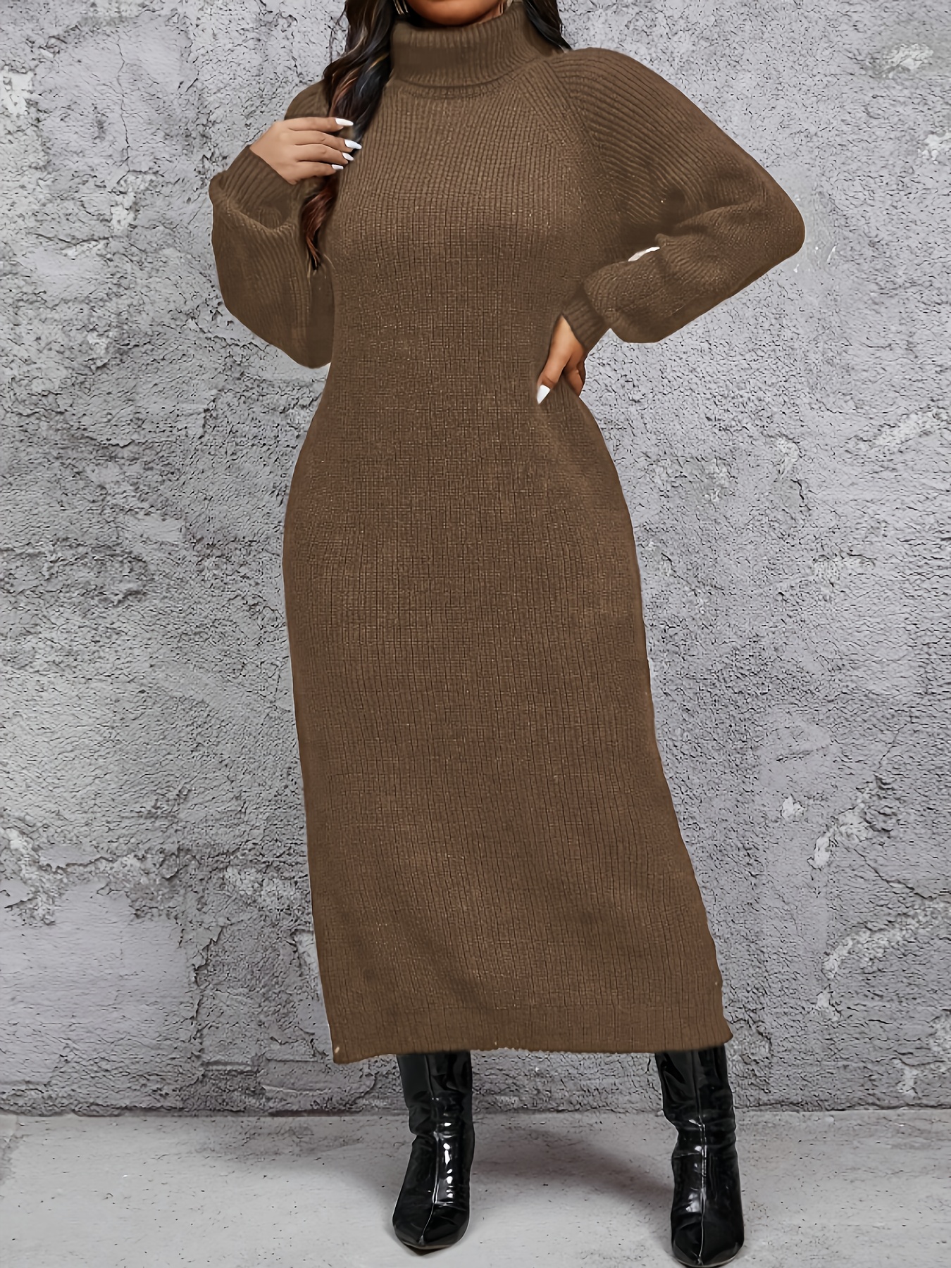 plus size plus size womens elegant high neck dress long - Temu Mauritius