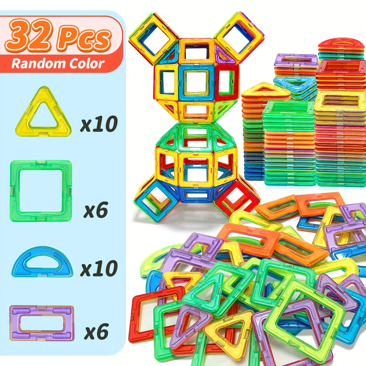 Magnetic Building Blocks Toys Stem Sensory Educational Building Toys Home Indoor And Outdoor Interactive Game Set Learning Education Puzzle Toys Perfect Halloween Birthday Gift Random Color/style