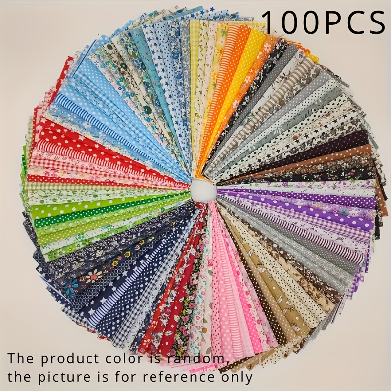 

100pcs Mixed Color Quilting Fabric Squares, Assorted Patterns, Handcrafted Patchwork Material For Diy Sewing, Quilting Crafts, Home Party Crafts, No Electricity Required