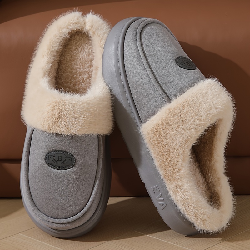 lined mens slippers with eva sole warm non slip indoor shoes for winter comfort details 9