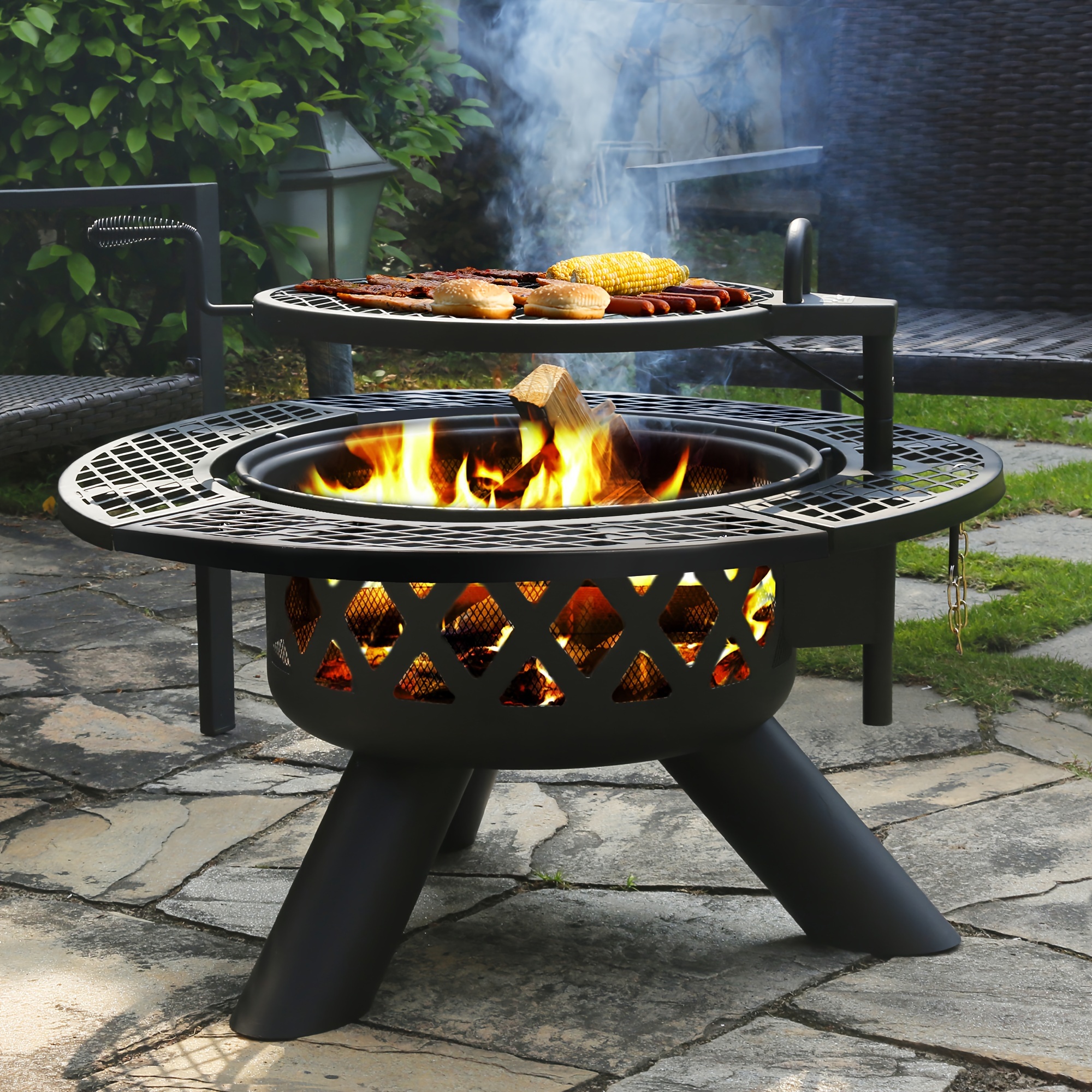 

Outdoors Wood Round Pit Pit Bbq