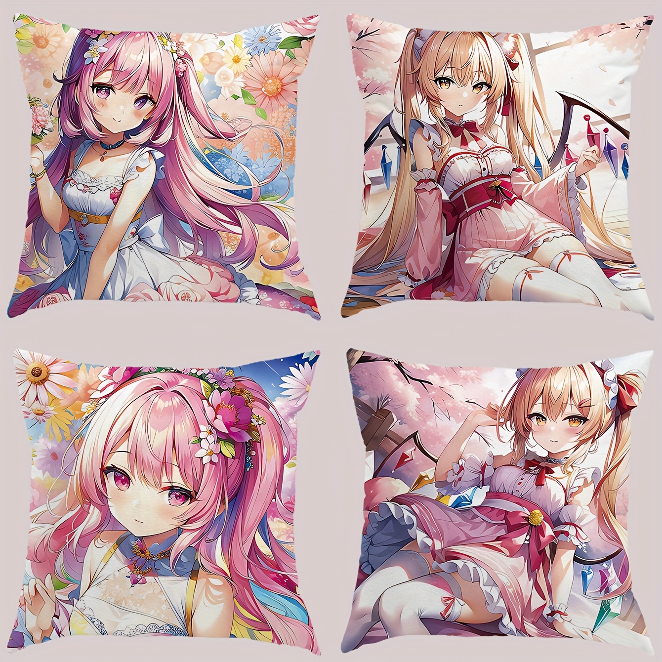 

1pc Anime Two-dimensional Girl Short Plush Pillow, Home Sofa Cushion, Car Office Waist Support, Nap Pillow, Backrest, Pillow Core Not Included
