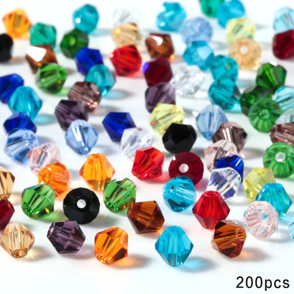 TEMU Juego de 200 cuentas de cristal de 4 mm/0.157 in, accesorios para hacer joyas, pulseras de cuentas DIY, collares, pendientes, cuentas de cristal