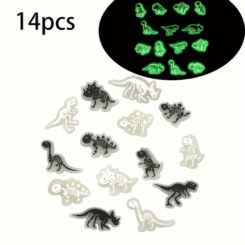 7/14pcs Luminous Dinosaur Shoe Charms, Suitable For Shoes, Men's And Women's Charm, Pvc Pin Decorative Clog Shoe Bracelet, Dinosaur Theme Party Gift
