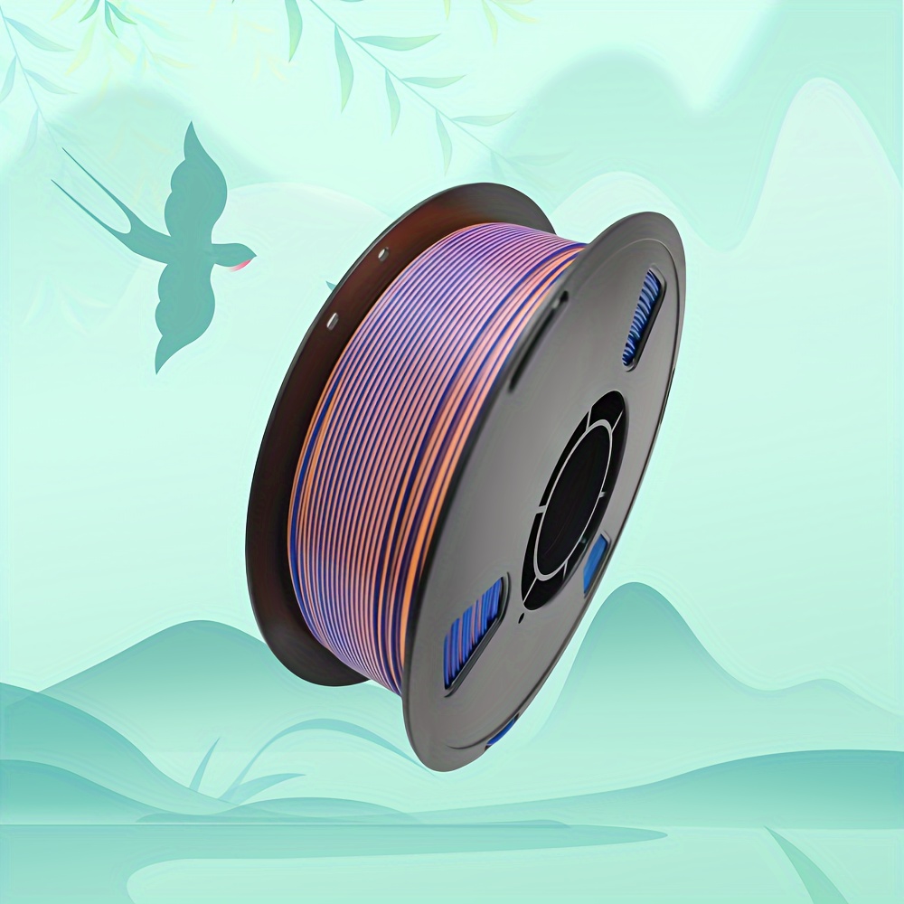 Shimmering Tri-color Pla 3d Printer Filament, 1.75mm - Blue, Orange, Green Gradient, 1kg / 2.2 Lbs Spool For Colorful Prints