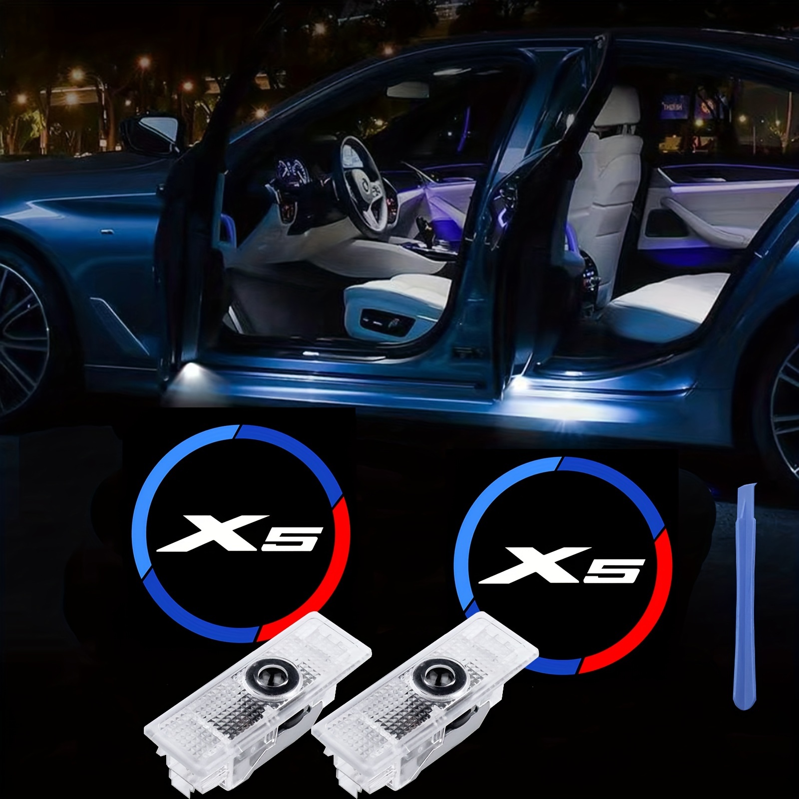 

2 Pieces Car Logo Door Light Led Lighting Projector Car Welcome Emblem Lamp Compatible For Bmw X3 X4 X5 X6 X7