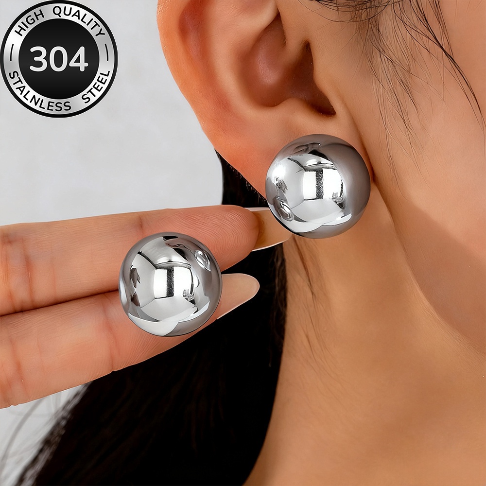 TEMU High-quality Stainless Steel Golden Hollow Earrings, Hypoallergenic, Fade-resistant, Simple And Elegant, Fashionable Women's Earrings Suitable