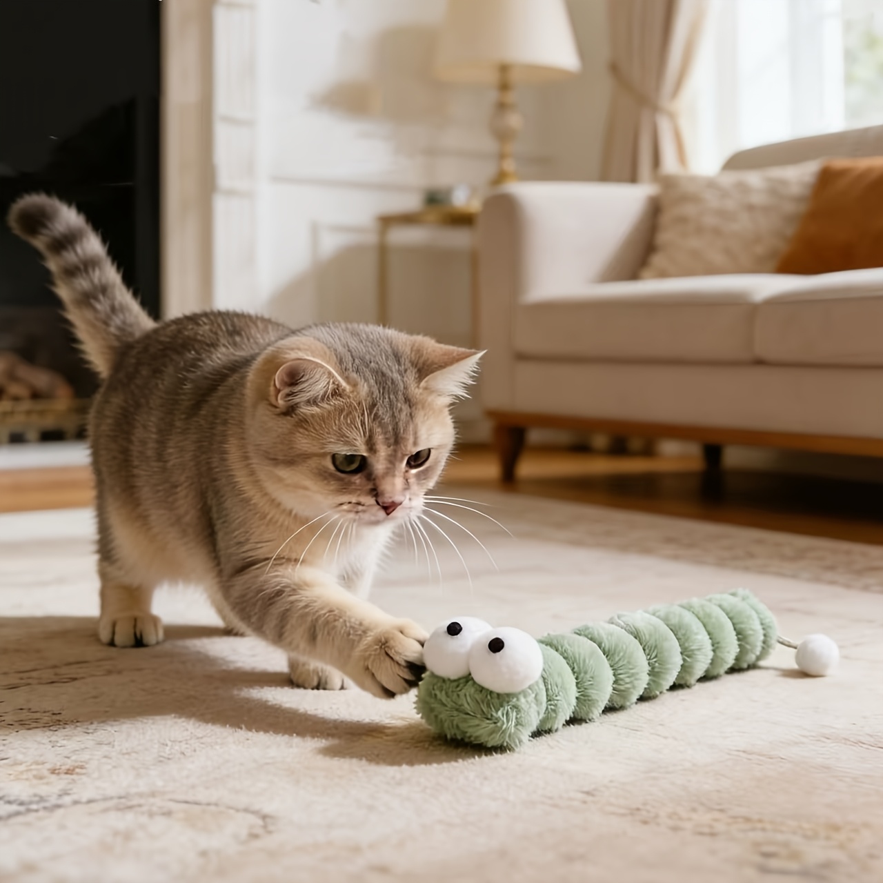 1pc   pink   caterpillar cat toy teasing molar bite soothing sleeping   supplies without battery Product details 8