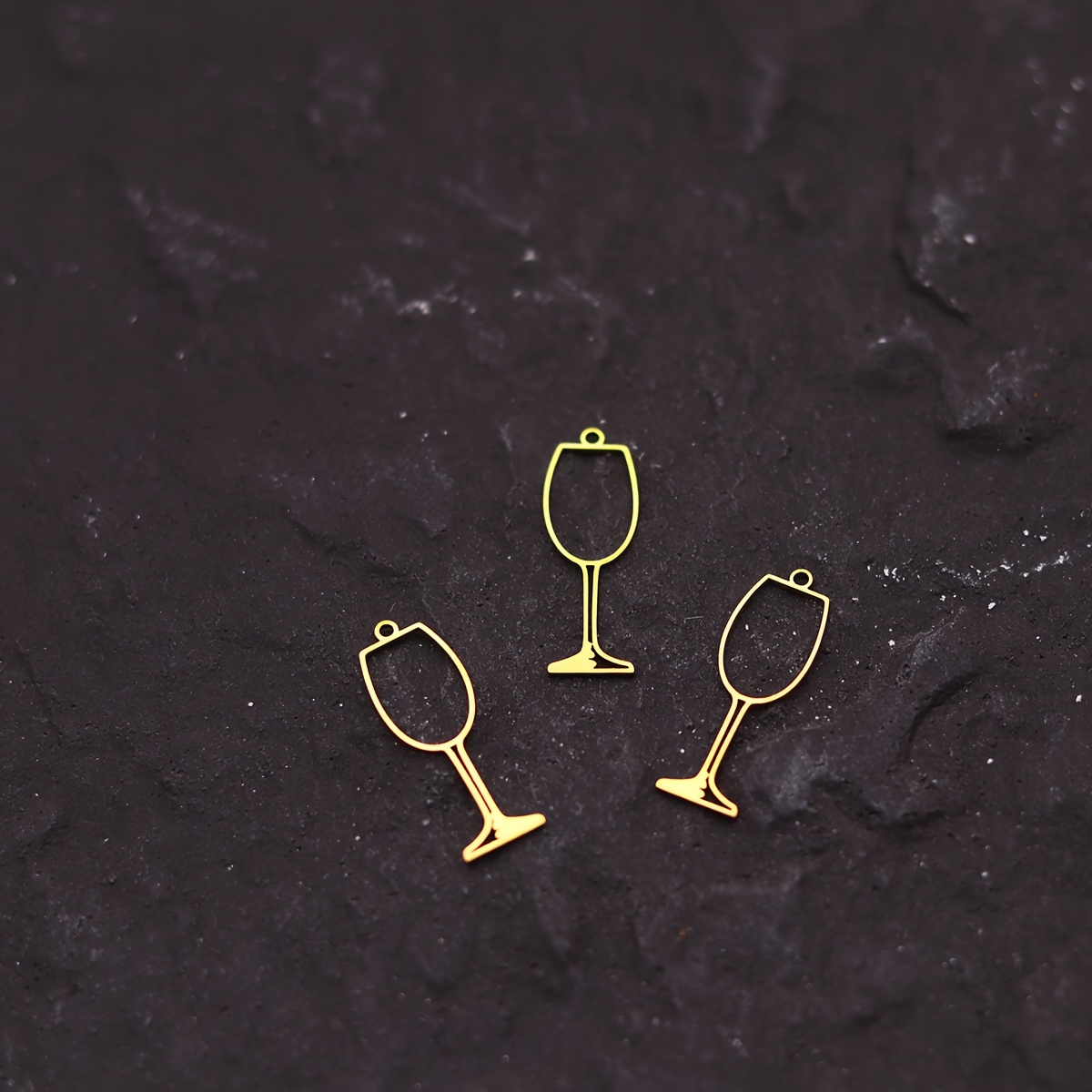 Image of 3pcs Hollow Out High Footed Cup, Simple Jewelry, Stainless Steel Pendant, Charm For Jewelry Making Diy Trendy Earrings Necklace Keychain Bulk Supplies