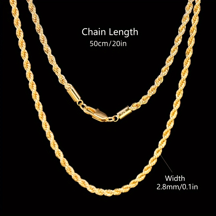 TEMU Collier chaîne tressée de 2,8 mm plaqué or en argent sterling 925 (contenant 10G-18G ) pour hommes et femmes, , épouses, anniversaires, divers