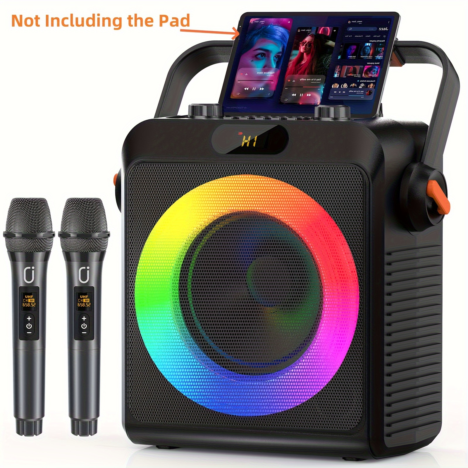 t19 t karaoke speaker with 2 microphones karaoke machine for adult wireless speaker with karaoke   speaker   with rgb light live streaming function christmas gift