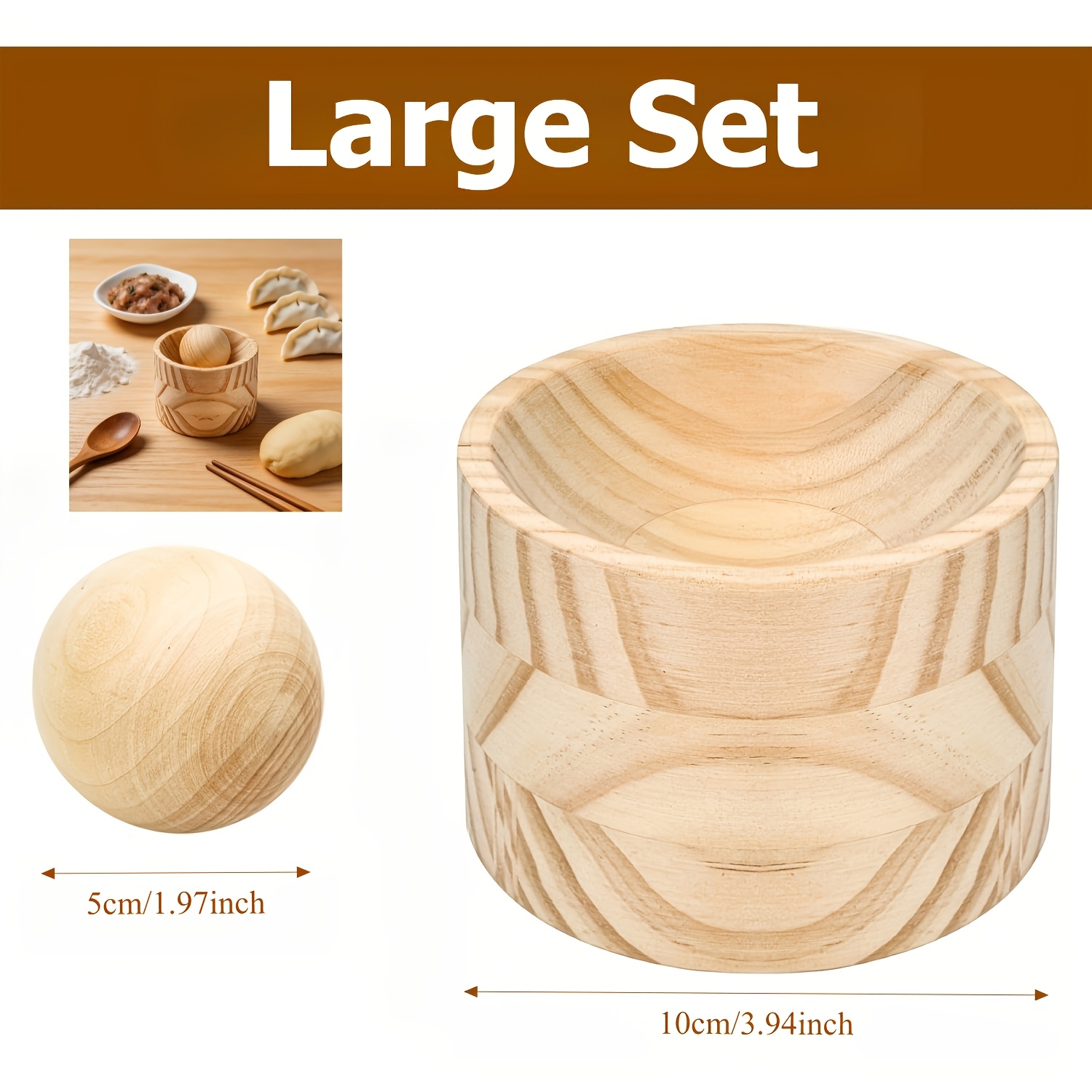 1 Set Wooden Dumpling Maker Skin Press, Dough Empanada Presser Tool Versatile Mold For Buns Handheld Ball Rolling Manual Wrappers Homemade Bakeware For Kitchen Empanadas Ravioli