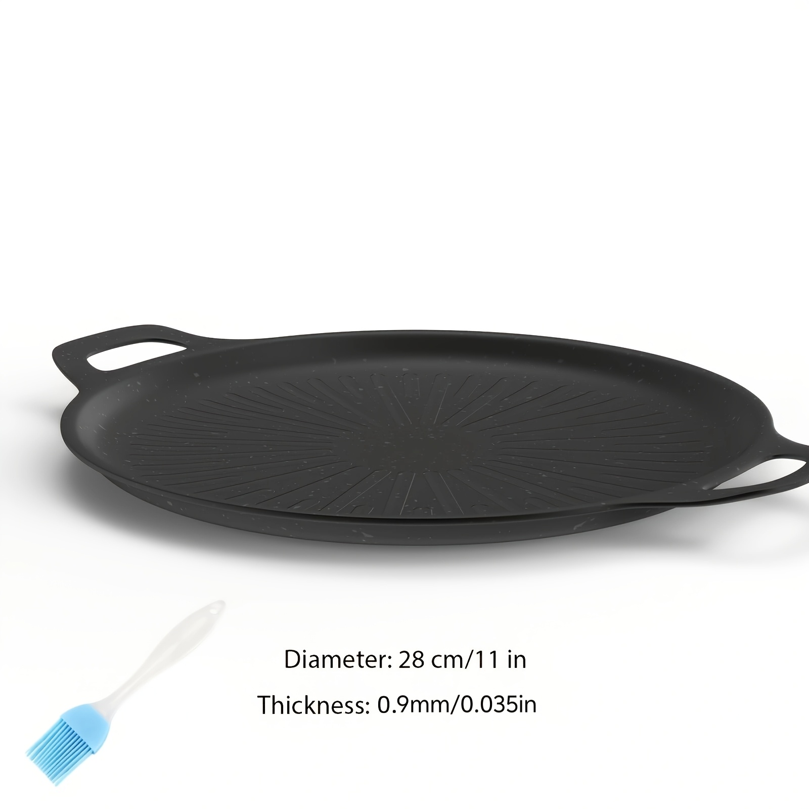 TEMU Nonstick Grill Pan With Brush, Griddle Pan With Oil Drain Heating, For Grilling And Sauce Locking- Pizza, Eggs, Grilling, , Easy Clean, Portable