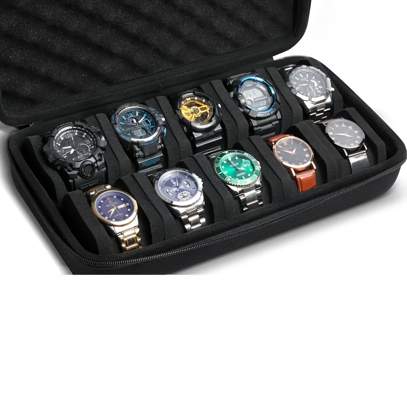 Watch Storage Box with Hard Shell Zipper Case Organizer for Watch Collection