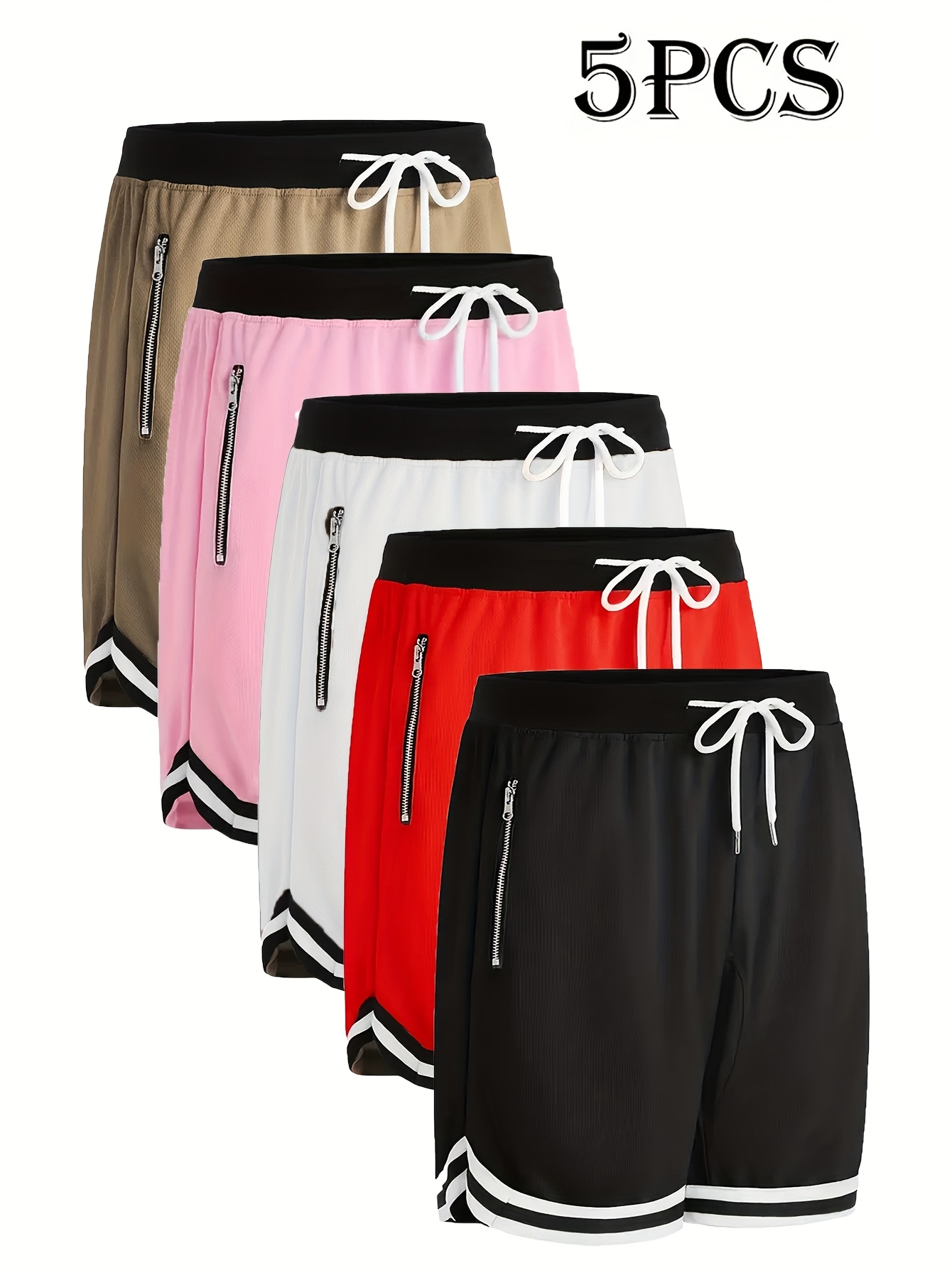 5pcs Men’s Basketball Shorts | Quick-Dry Gym & Training Activewear for Sports