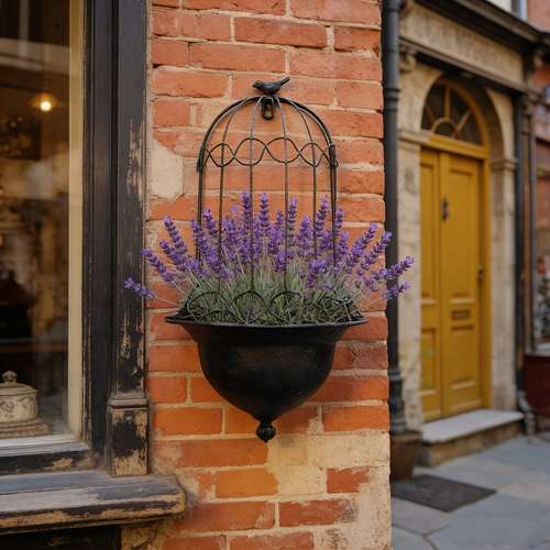 6 Vasi Da Fiori Vintage In Ferro Zincato Con Gancio - Grigio - Per Recinzioni, Balconi E Giardino - Rustici E Decorativi