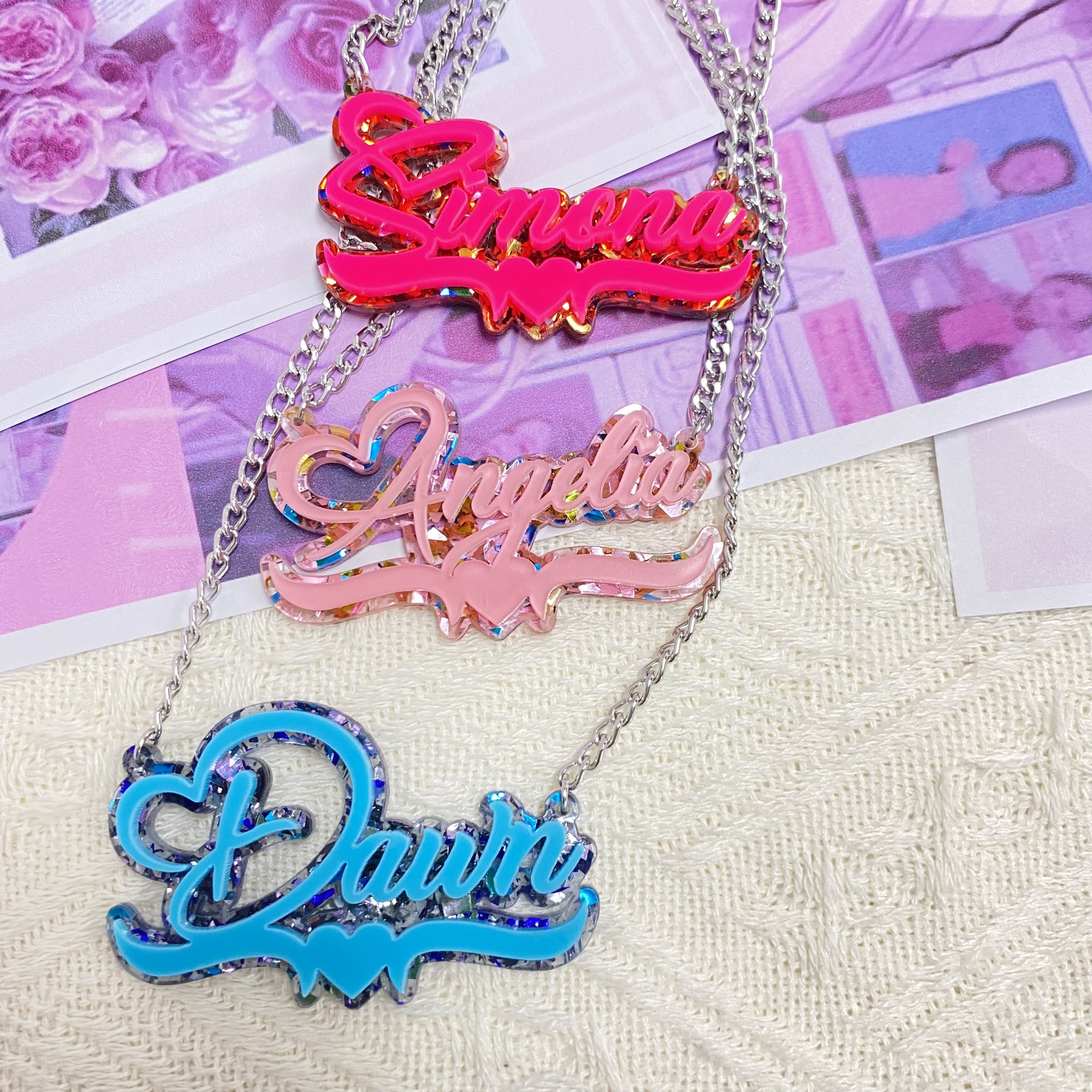 

Personalized Acrylic Name Necklace Pendant - Customizable Sparkling Nameplates For Women, Cute Vacation Style, Daily & Party Wear, Ideal For Girlfriend Gifts, Valentine's Day, Birthdays