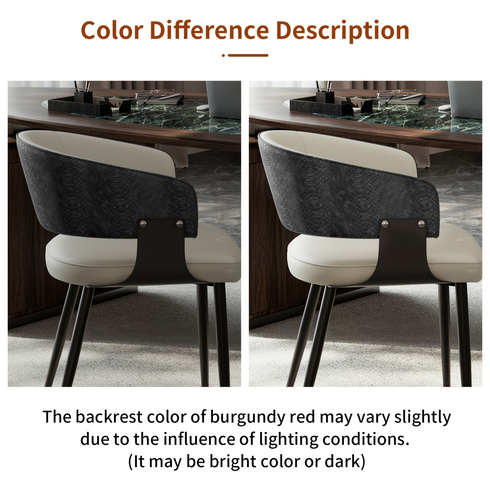 AESOME Mid-Century Dining Chairs Set of 2 Crocodile-Textured Back Upholstered Kitchen Chairs for Living Room Lounge, Luxury Microfiber Faux Leather Dining Room Chair, Easy Assembly (Chairs Solely)